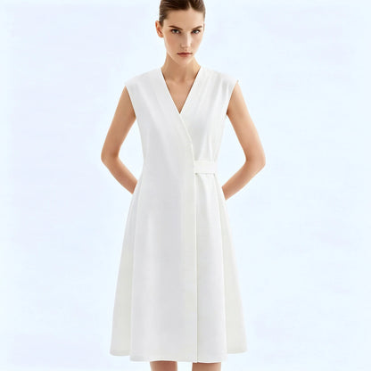 Elegantes Damen Sommerkleid Mit V-Ausschnitt Für Büro Und Freizeit