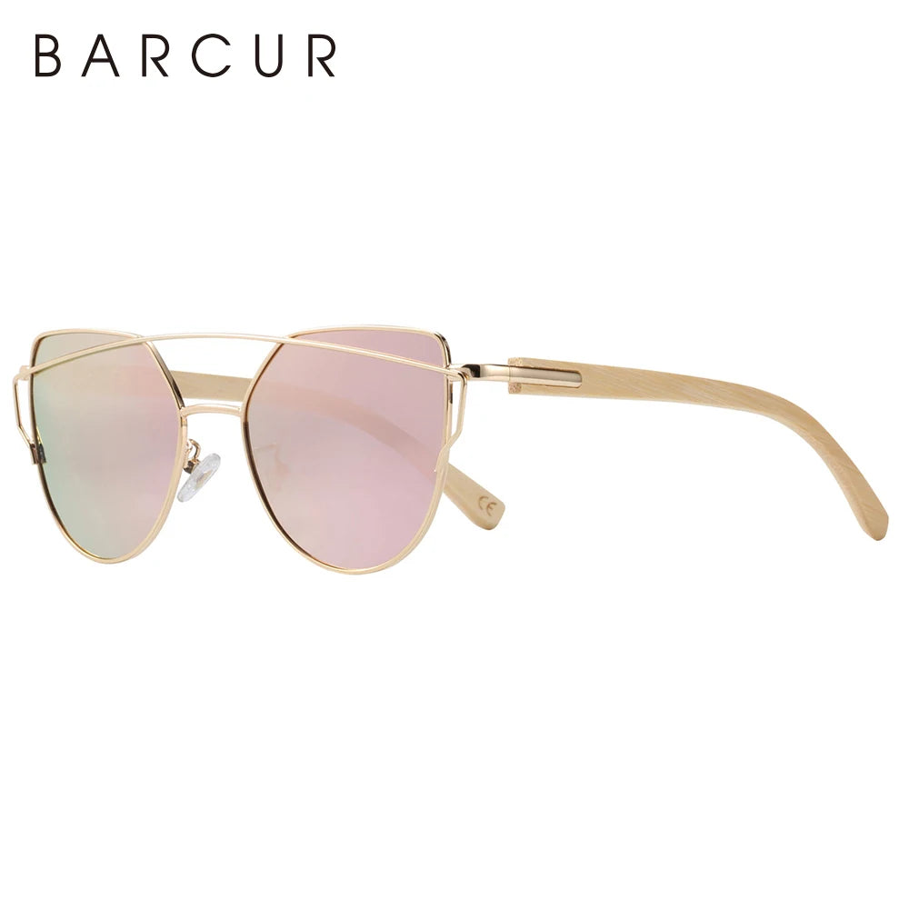 Damen-Sonnenbrille Holz Katzenauge polarisiert Luxus Geschenkbox