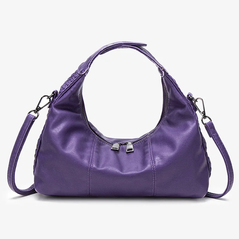 Damen-Hobo-Tasche Aus Weichem Kunstleder Mit Abnehmbarem Schulterriemen Schwarz Alltagstauglich