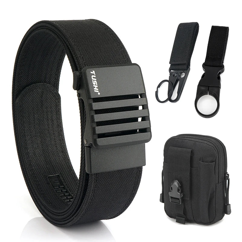 Herren-Taktischer Gürtel aus Nylon mit matte Metall-Schnalle und 43 mm Breite für Alltag und Freizeit