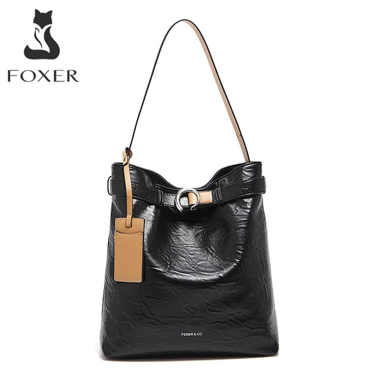Damen Schultertasche Vintage Split-Leder mit großer Kapazität