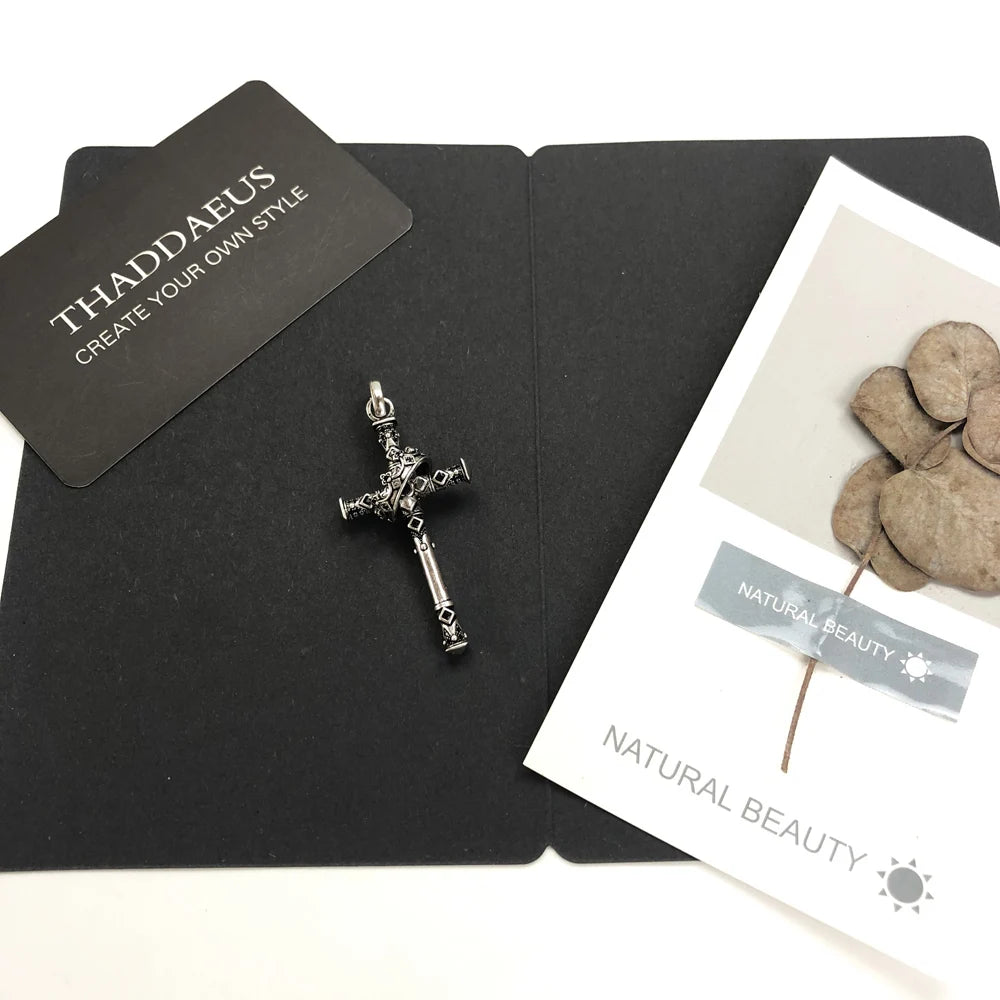 Damen-Charm-Anhänger Kreuz mit Krone Vintage II aus Sterlingsilber