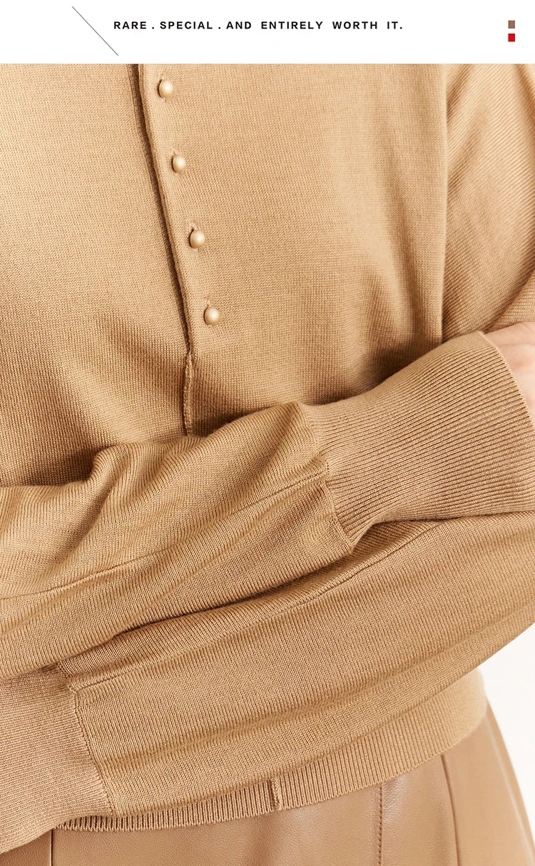 Damen-Rollkragenpullover 100 % Wolle locker Fledermausärmel Herbst