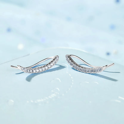 Damen-Moissanit-Blatt-Kletterohrringe aus 925er Silber, Zertifiziertes Schmuckstück für Hochzeit