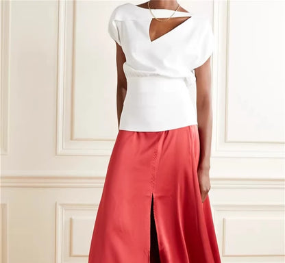 Colorblock-Blazer mit Spitzenbesatz und V-Ausschnitt – figurbetont und langärmelig für Damen