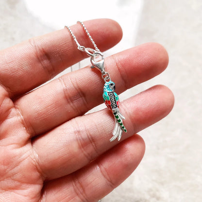 Damen-Halskette Charm-Kette Papagei Boehmen aus Sterlingsilber