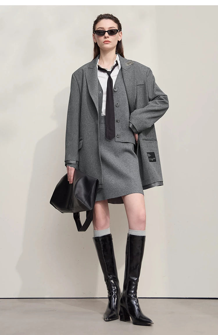 Damen-Strickjacke V-Ausschnitt Raglan einreihig locker vielseitig Herbst
