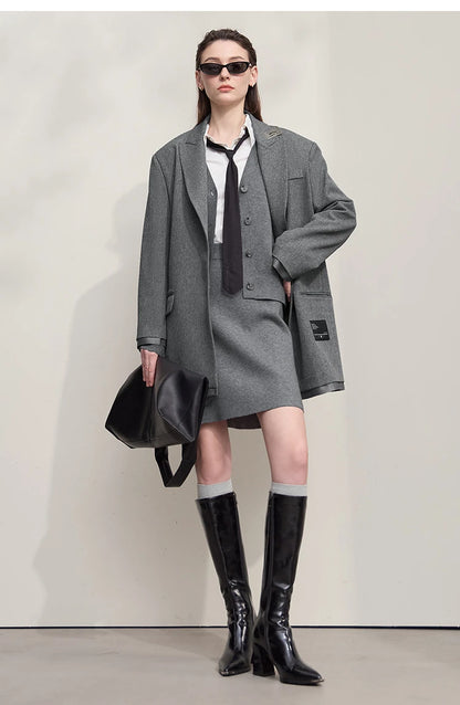 Damen-Strickjacke V-Ausschnitt Raglan einreihig locker vielseitig Herbst