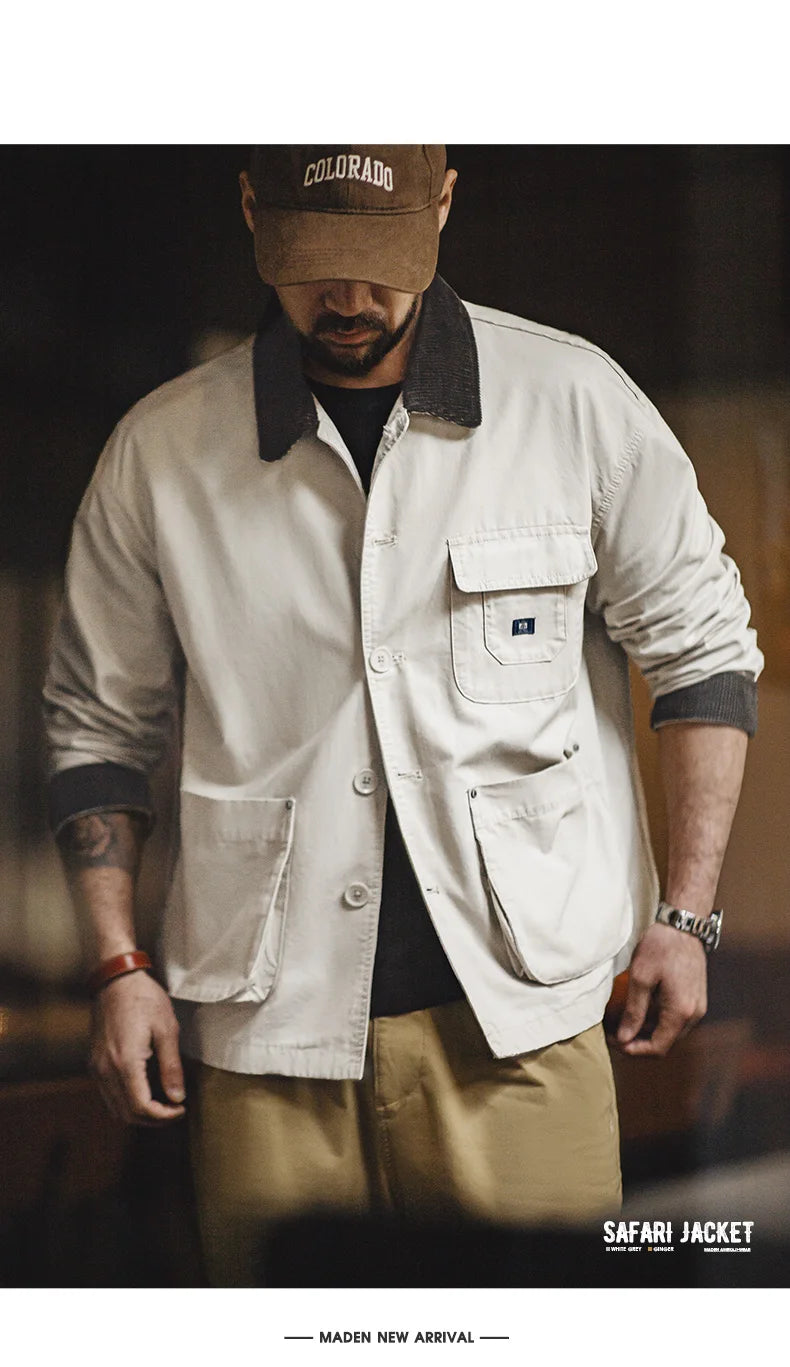 Herren Kurze Jacken Retro Jagd Revers Plus Size Outwear Frühling Herbst