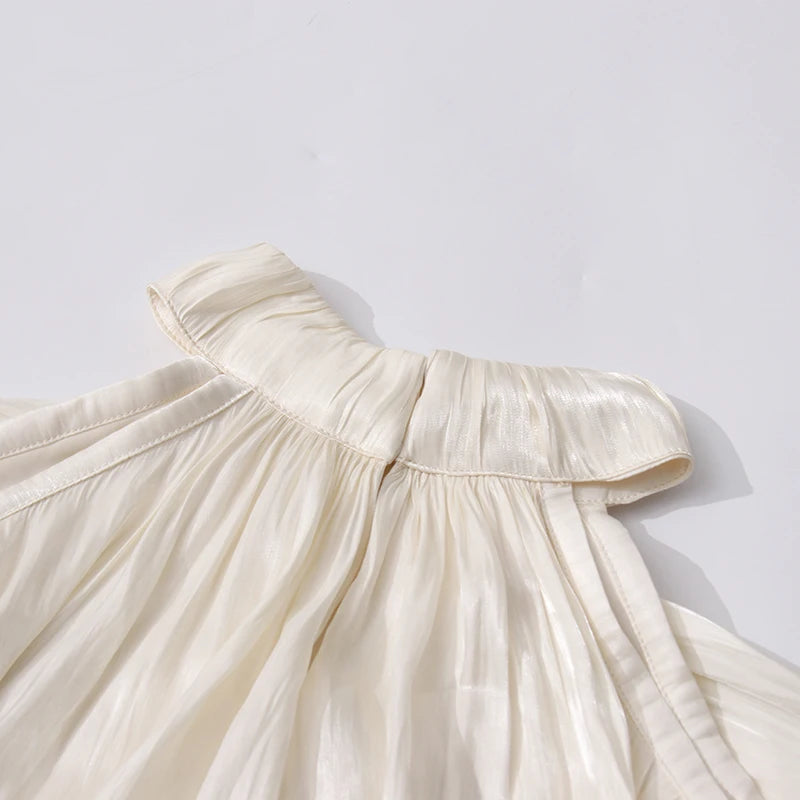 Elegantes ärmelloses Midikleid mit Pailletten und Patchwork-Design im Halterneck-Stil für Damen