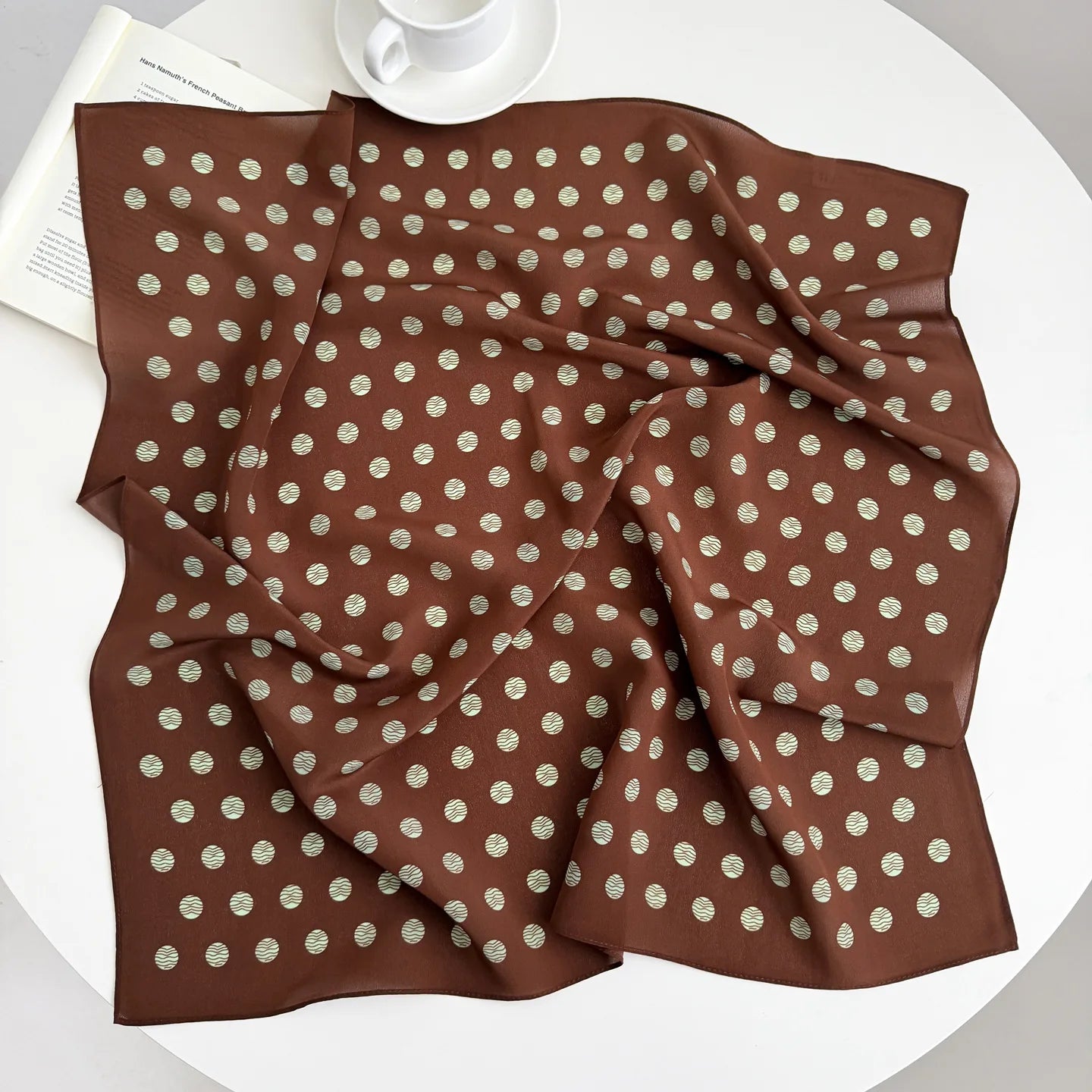 Damen Seidenschal gepunktet quadratisch Kopftuch Hijab Bandana Pashmina