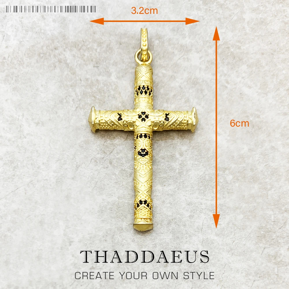Damen-Charm-Anhänger Kreuz und Krone majestätisch II aus Sterlingsilber