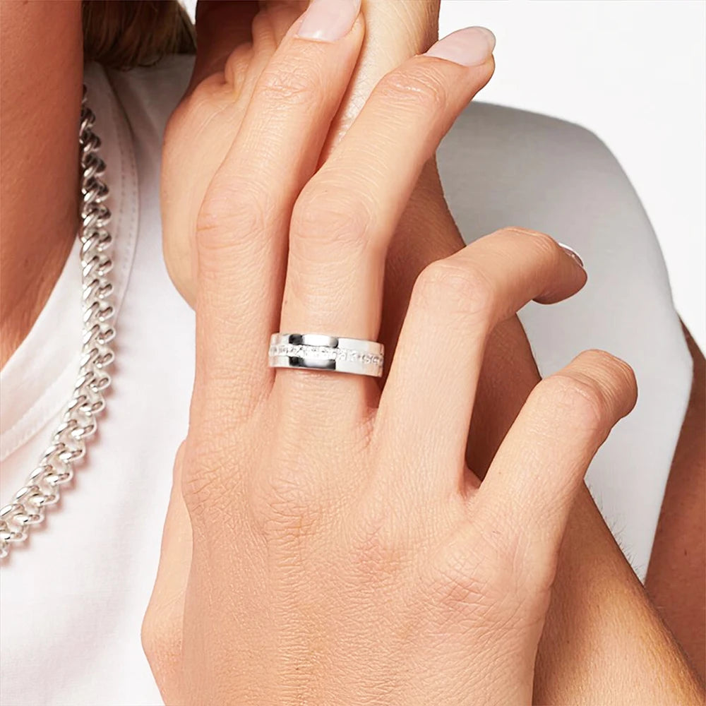 Damen-Ring Zirkon-Bandring schillernd aus Sterlingsilber