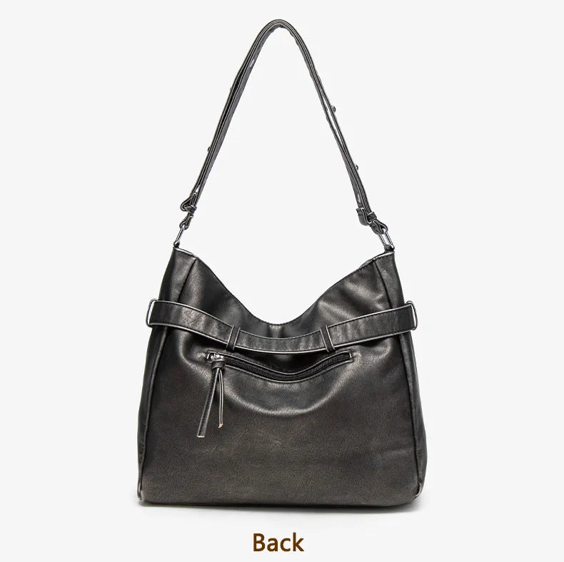 Damen-Schultertasche Vielseitig Geeignet für Alltag in stilvoller Form aus weichem Leder