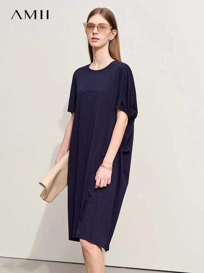 Bequemes Damen Strickkleid Mit Stickerei Und Losem Schnitt Für Sommer