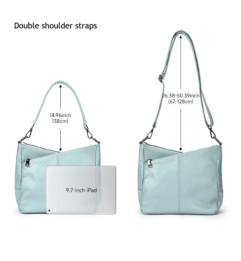 Damen-Schultertasche aus Leder schwarz großzügige Kapazität mit Reißverschluss Innenfach Alltagsbegleiter