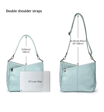 Damen-Schultertasche aus Leder schwarz großzügige Kapazität mit Reißverschluss Innenfach Alltagsbegleiter