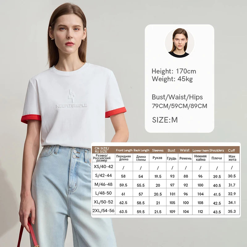Damen Freizeit-T-Shirt mit Rundhalsausschnitt und Farbblockierung für den Sommer
