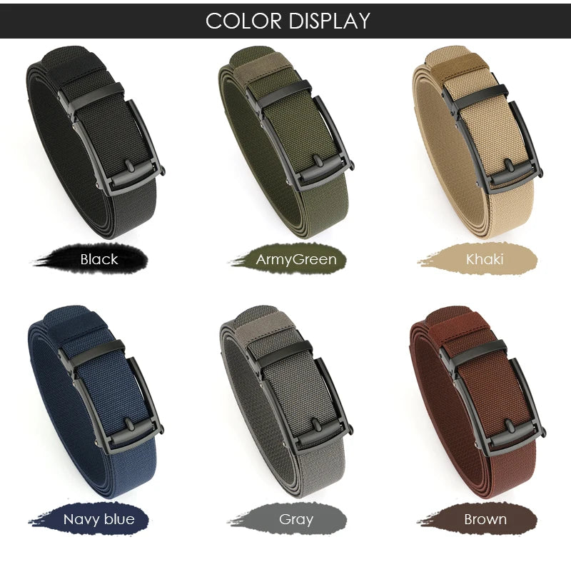 VATLY Elastik-Gürtel Herren Gunmetal Automatik-Schnalle Nylon Einheitsgröße