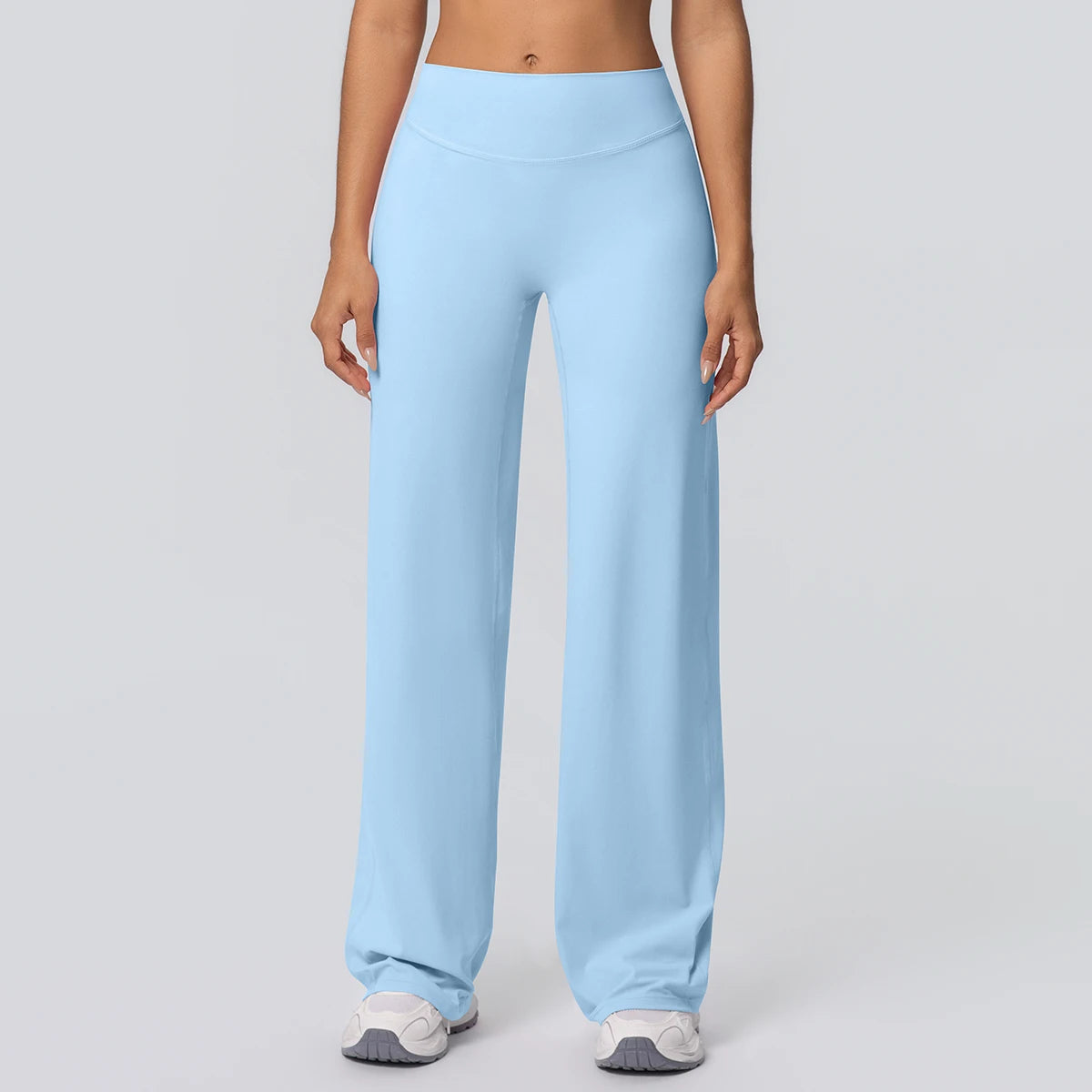 Weite Yoga-Hose, himmelblau, mit elastischem Bund und weitem Bein