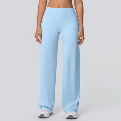 Weite Yoga-Hose, himmelblau, mit elastischem Bund und weitem Bein