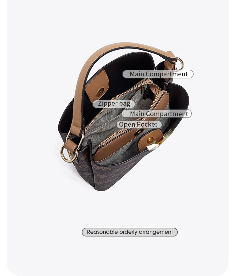 Damen Handtasche im Retro-Stil mit kleinem Bucket Bag