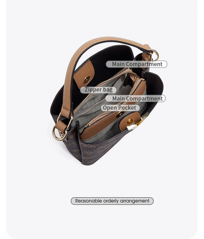Damen Handtasche im Retro-Stil mit kleinem Bucket Bag