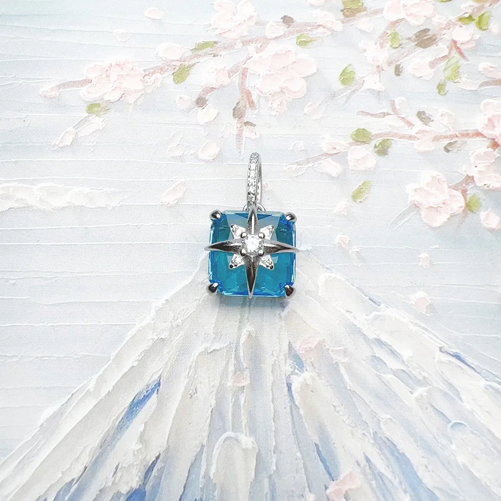 Damen-Charm-Anhänger Stern blauer Stein trendig aus Sterlingsilber