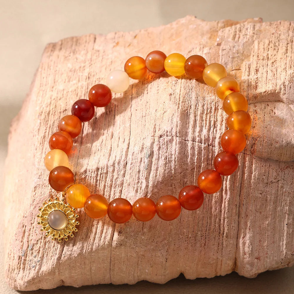 Damen-Armband mit Achat-Naturstein aus Edelstahl