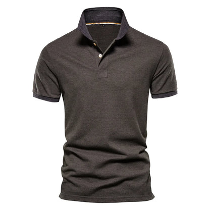 Herren Poloshirt aus Baumwolle in einfarbig mit klassischem Design für Freizeit und Business
