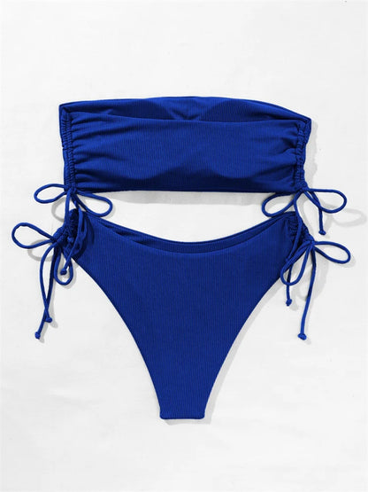 Gestreifter Sexy Bikini für Damen – Zweiteiliges Badeanzug-Set für Strand und Pool