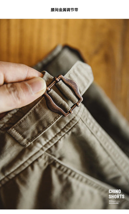 Herren Chino Shorts M51 aus Baumwolle mit verstellbarem Gürtel und Taschen