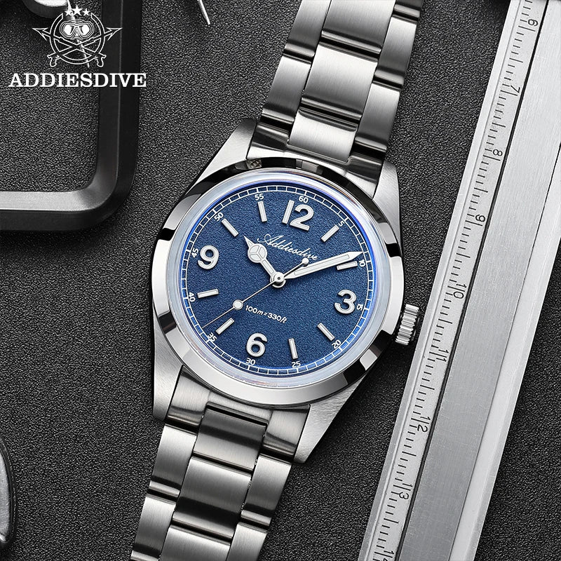 Herren-Quarzuhr 36 mm mit Bubble-Glas in Sommerfarben
