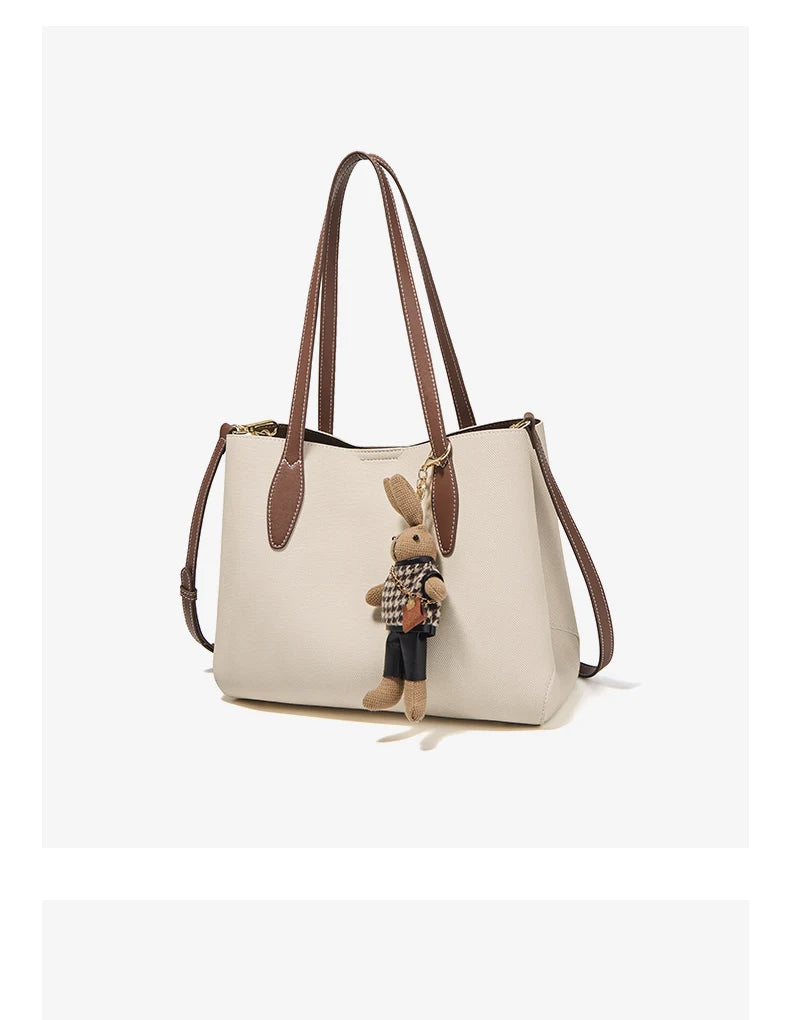 Damen Handtasche aus Split-Leder mit großer Kapazität