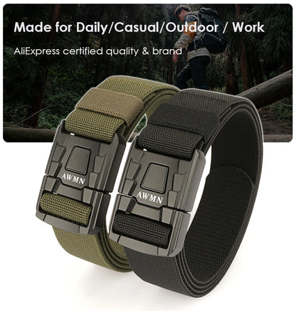 Herren-Gürtel Elastisch Mit Metall-Schnalle Und Schnellverschluss Aus Premium-Canvas-Stretch Für Outdoor Einsatz