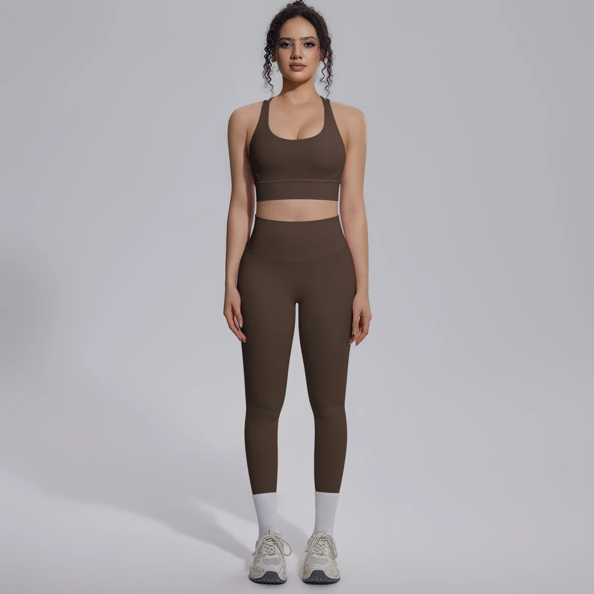 Yoga Set Für Frauen Mit Crossback Top Und Hochtaillierter Hose