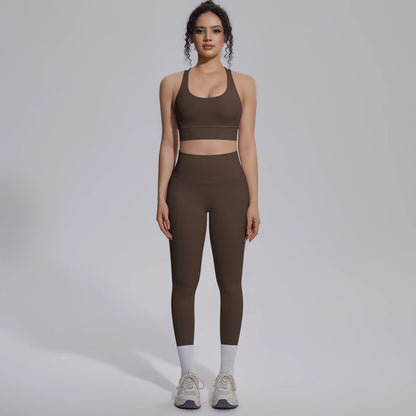 Yoga Set Für Frauen Mit Crossback Top Und Hochtaillierter Hose