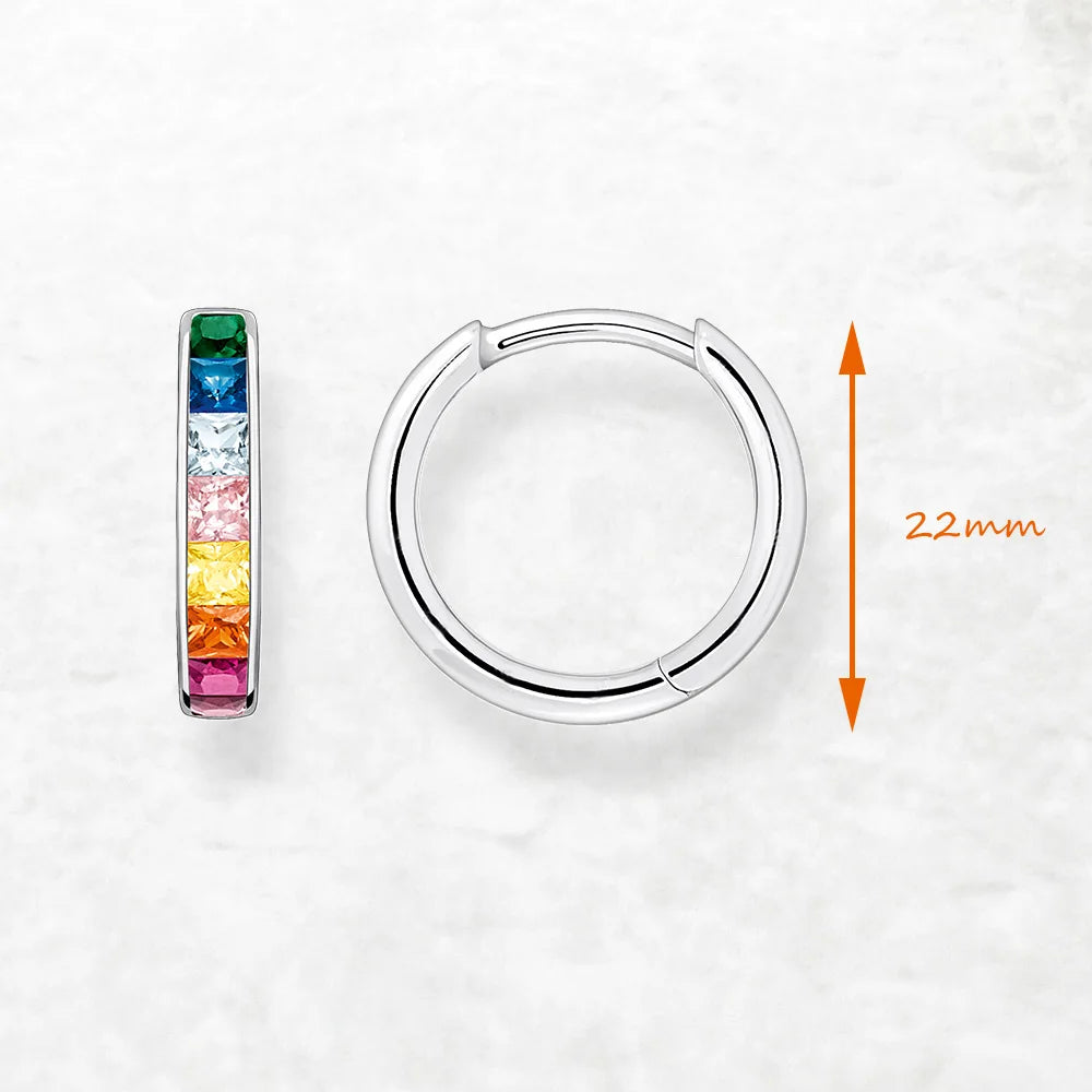 Damen-Creolen Regenbogen Stein Böhmen glamourös aus Sterlingsilber