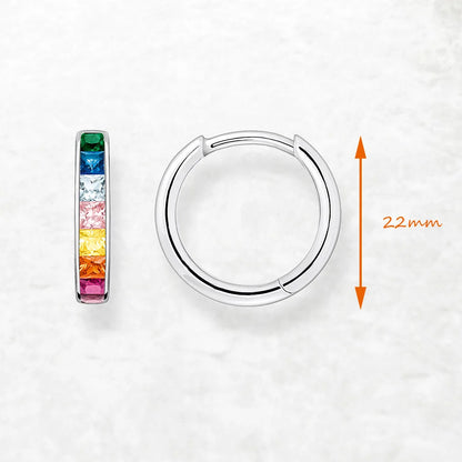 Damen-Creolen Regenbogen Stein Böhmen glamourös aus Sterlingsilber