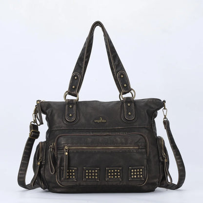 Damen-Handtasche Vintage-Stil aus Soft-PU Bronzefarben Große Tote-Tasche Schulter- und Umhängetasche