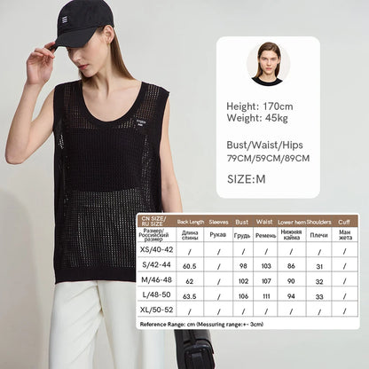 Damen V-Ausschnitt Pullover Viskose ärmellos Lochmuster Sommer