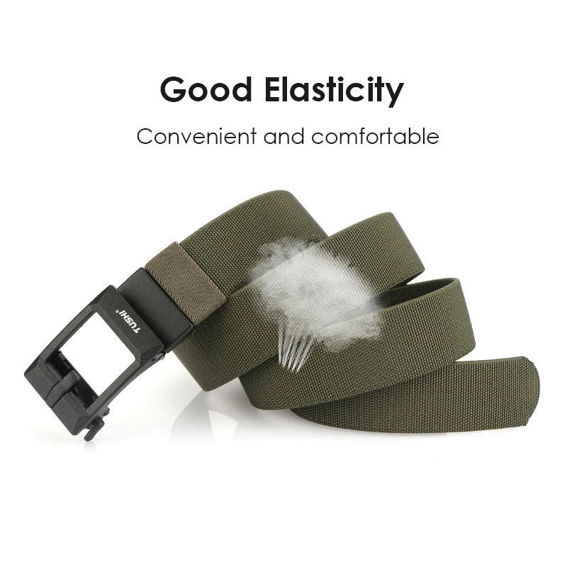 Herren-Gürtel Verstellbar aus elastischem Nylon mit automatischer Metall-Schnalle Breite 3,4 cm