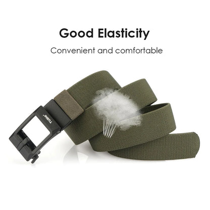 Herren-Gürtel Verstellbar aus elastischem Nylon mit automatischer Metall-Schnalle Breite 3,4 cm