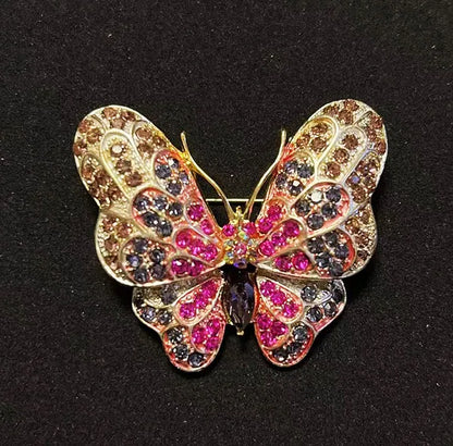 Brosche Katze Schmetterling Kristall Strass Barock Palast Tier Emaille Unisex