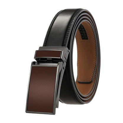 VATLY Ledergürtel Herren 3cm Metall-Automatik-Schnalle Lochlos Mode