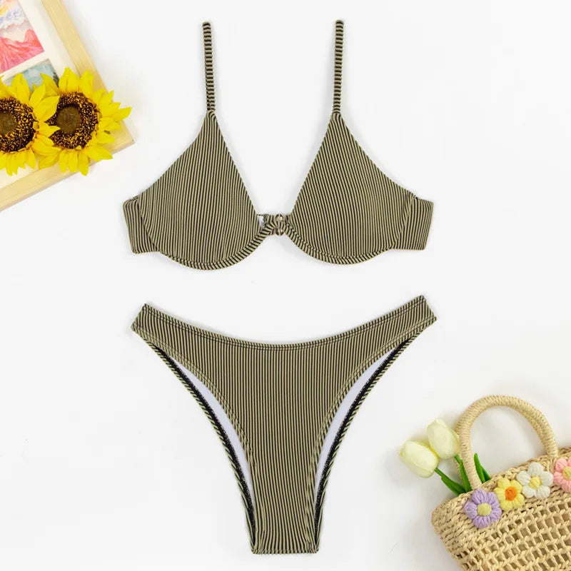 Sexy Bikini-Set für Damen in Unifarben – Brasilianischer Stil für Strand und Badevergnügen