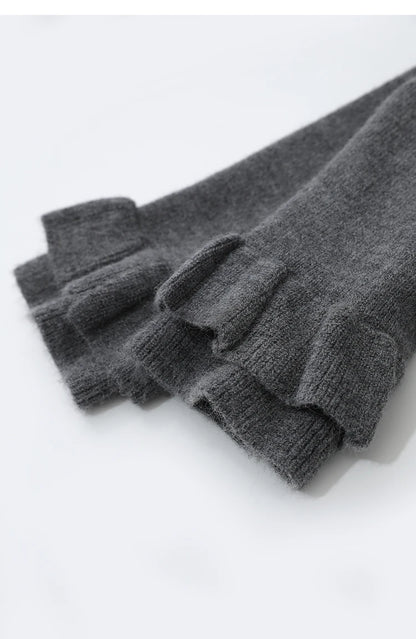 Damen-Strickjacke Wolle V-Ausschnitt Pendler einreihig locker Winter