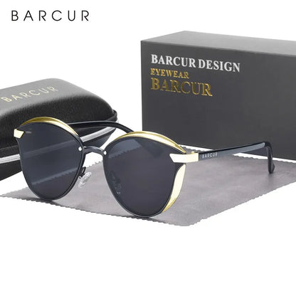 Damen-Sonnenbrille rund Katze Farbverlauf polarisiert UV400 B