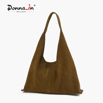 Wildleder Hobo Schultertasche Naturleder | Große Crescent