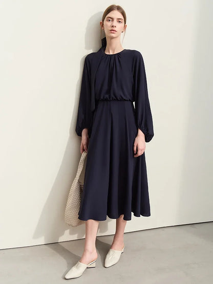 Zeitloses Damenkleid Aus Chiffon Mit Laternenärmeln Bürodamen